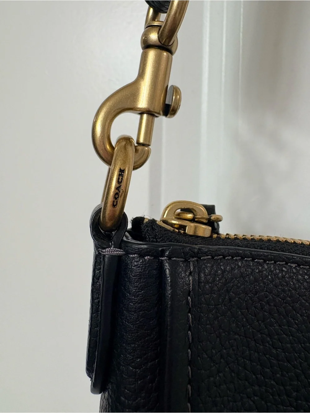 Coach Black Pebbled Leather Shoulder/Crossbody Bag with Gold Hardware